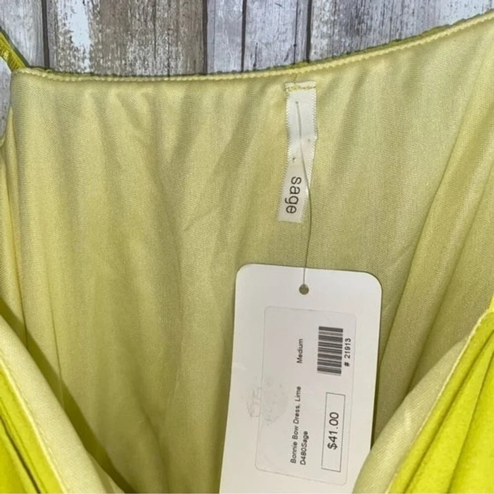 NWT Sage Bonnie Bow Lime Dress - Picture 5 of 5